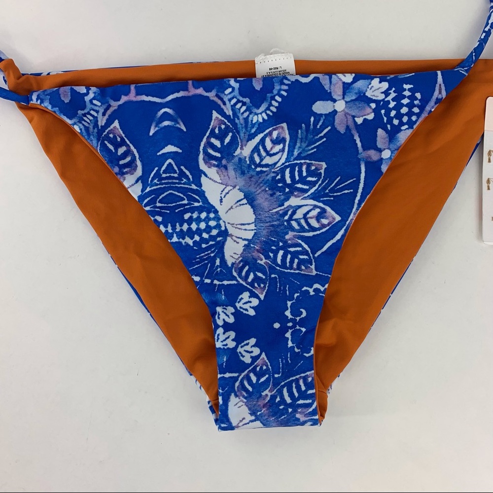 Saha NWT Blue Joy Caribe Reversible Tie Side Bikini Bottoms, Large